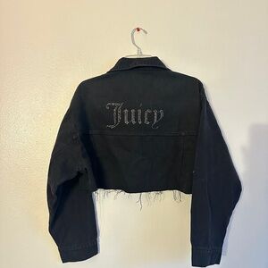 Juicy Couture Black Bedazzled Rhinestone Denim Jacket, Medium, LIKE NEW